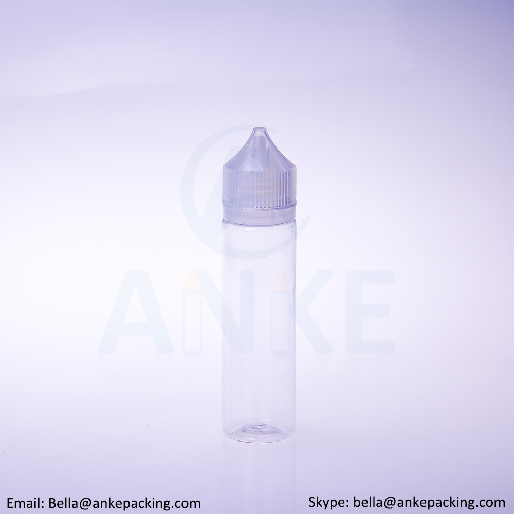 Anke-CGU-V1: 60ml clear e-liquid bottle with removable tip can custom color