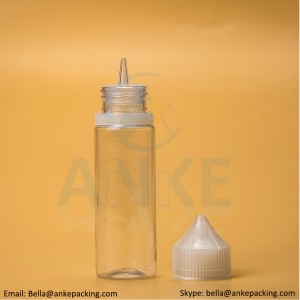 Anke-CGU-V1: 50ml clear e-liquid bottle with removable tip can custom color