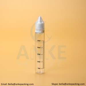 Anke-CGU-V1: 30ml clear e-liquid bottle with removable tip can custom color-tall