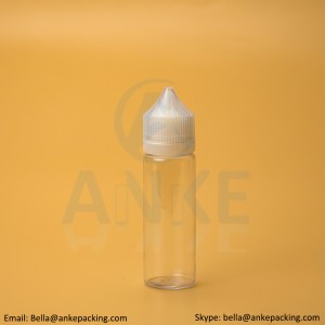 Anke-CGU-V1: 50ml clear e-liquid bottle with removable tip can custom color