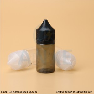 Anke-CGU-V1: 30ml clear e-liquid bottle with removable tip can custom color-short