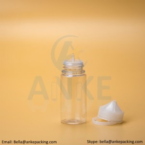 Anke-CGU-V1: 100ml clear e-liquid bottle with removable tip can custom color