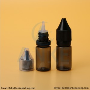 Anke-CGU-V1: 10ml clear e-liquid bottle with removable tip can custom color