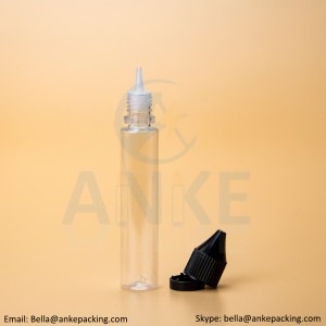 Anke-CGU-V1: 30ml clear e-liquid bottle with removable tip can custom color-tall