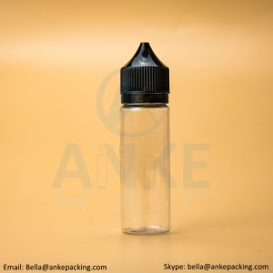 Anke-CGU-V1: 50ml clear e-liquid bottle with removable tip can custom color