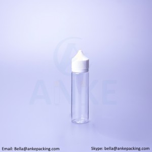 Anke-CGU-V1: 60ml clear e-liquid bottle with removable tip can custom color