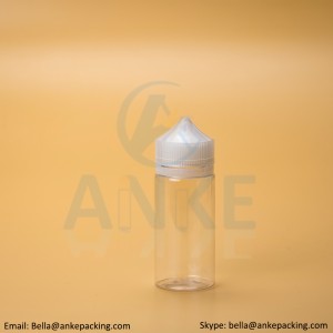 Anke-CGU-V1: 100ml clear e-liquid bottle with removable tip can custom color