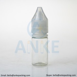 Anke-CGU-V3: 10ml clear e-liquid bottle with removable tip can custom color