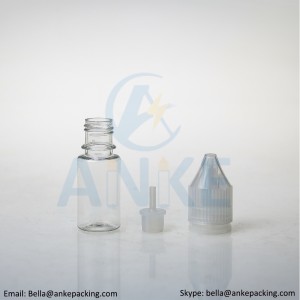 Anke-CGU-V3: 10ml clear e-liquid bottle with removable tip can custom color