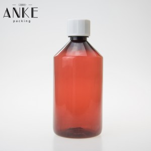 500ml PET amber bottle with white childproof tamper cap