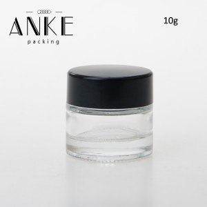 10g Clear Glass Jar with black screw cap