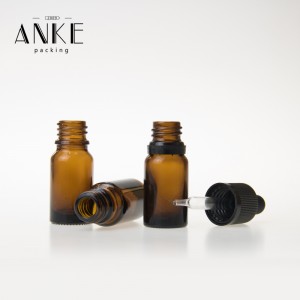 10ml amber/transparent glass bottle with childproof tamper cap