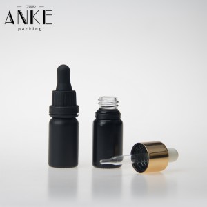 10ml Black Matte Glass Bottle with Childproof Tamper Cap