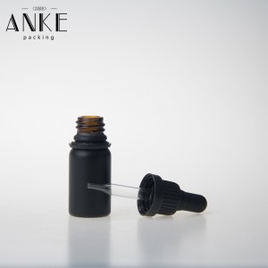 10ml Black Matte Glass Bottle with Childproof Tamper Cap