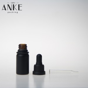 10ml Black Matte Glass Bottle with Childproof Tamper Cap