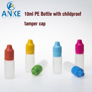 10ml PE E liqud Bottle with childproof tamper cap