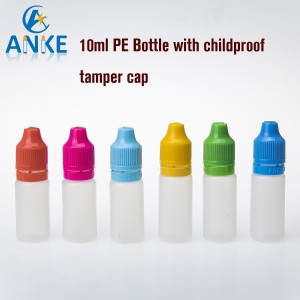 10ml PE E liqud Bottle with childproof tamper cap