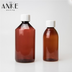 500ml PET amber bottle with white childproof tamper cap