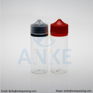 Anke-CGU-V3: 120ml clear e-liquid bottle with removable tip can custom color