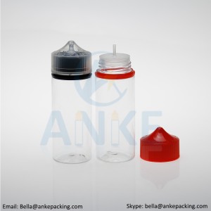 Anke-CGU-V3: 120ml clear e-liquid bottle with removable tip can custom color