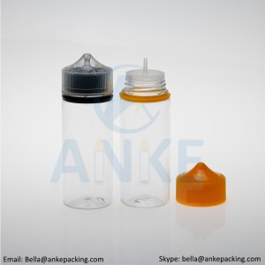 Anke-CGU-V3: 120ml clear e-liquid bottle with removable tip can custom color