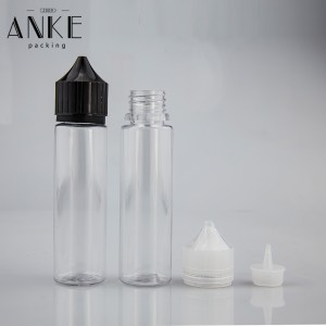 60ml CG unicorn V1 UPDATED clear PET bottles with removable tips and black child tamper proof caps