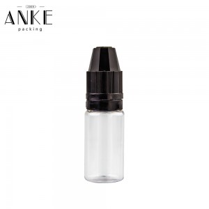 10ml TPD6 bottle clear bottle with black childproof temper cap.