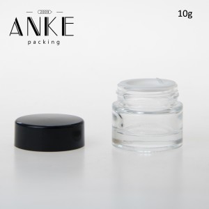 10g Clear Glass Jar with black screw cap