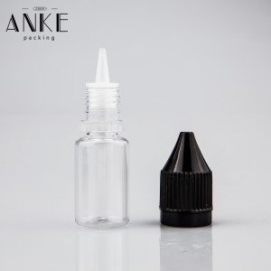 10ml CG unicorn V1 clear PET bottles with black child tamper proof caps and tips