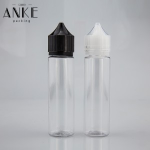 60ml CG unicorn V1 UPDATED clear PET bottles with removable tips and black child tamper proof caps