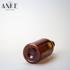 250ml amber PET bottle with white childproof tamper cap