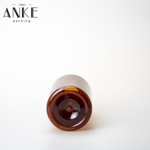 250ml amber PET bottle with white childproof tamper cap