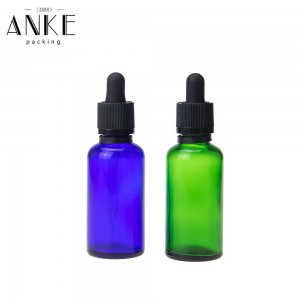 50ml blue/green glass bottle with childproof tamper cap