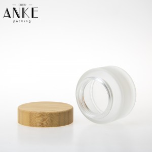 30g Frosted Glass Cream Jar with bamboo and screw cap