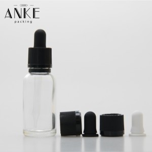 30ml amber/transparent glass bottle with childproof tamper cap