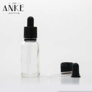 30ml amber/transparent glass bottle with childproof tamper cap