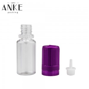 10ml Flat TPD3-G bottle clear bottle with black childproof temper cap.