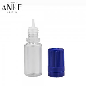 10ml Flat bottle TPD3-N clear bottle with black childproof temper cap.