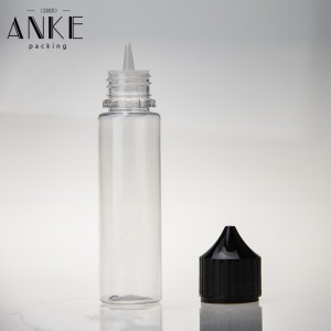 60ml CG unicorn V1 UPDATED clear PET bottles with removable tips and black child tamper proof caps