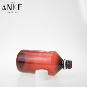 500ml PET amber bottle with white childproof tamper cap