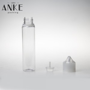 70ml CG unicorn V3 clear bottle with clear childproof tamper cap