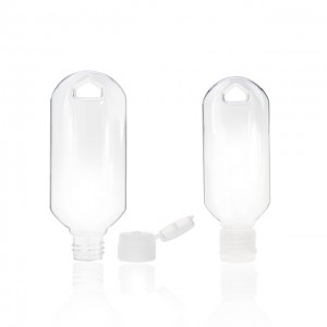 60ml PET empty plastic bottle with hook keychain for hand sanitizer