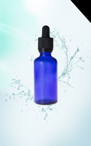 50ml blue green glass bottle with childproof tamper cap