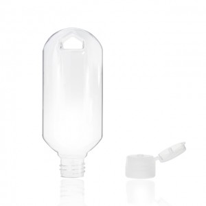 60ml PET empty plastic bottle with hook keychain for hand sanitizer