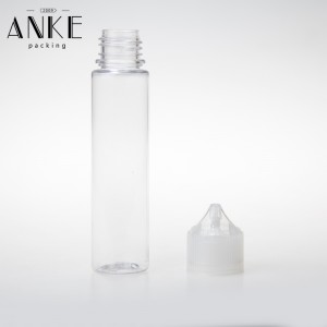 70ml CG unicorn V3 clear bottle with clear childproof tamper cap