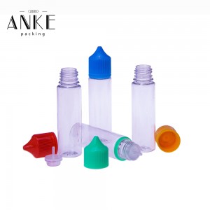 60ml CG unicorn V3 clear bottle with clear childprof tamper cap