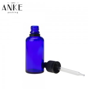 50ml blue/green glass bottle with childproof tamper cap