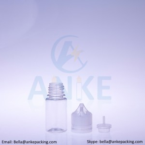 Anke-CGU-V3: 30ml clear e-liquid bottle with removable tip can custom color