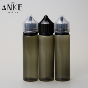 60ml CG unicorn V1 UPDATED clear PET bottles with removable tips and black child tamper proof caps