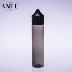 70ml CG unicorn V1 clear PET bottles with black child tamper proof caps and tips